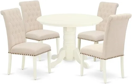 Miniatura 9 de East West Furniture SHBR3-BLK-17 - Juego de mesa de comedor de 3 piezas contiene una mesa de comedor redonda con pedestal y 2 sillas tapizadas