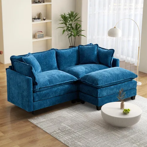 Miniatura 81 de Sofá seccional modular convertible de 76.7", sofás de dos plazas de chenilla con asiento profundo y cojines tipo loveseat para sala de estar, Beige