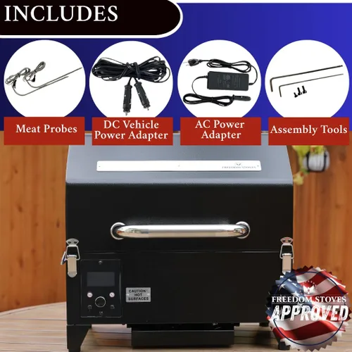Miniatura 6 de Freedom - Parrilla de pellets portátil y ahumador: pantalla digital, sondas duales de carne, área de cocción de 242 pulgadas cuadradas, alimentado