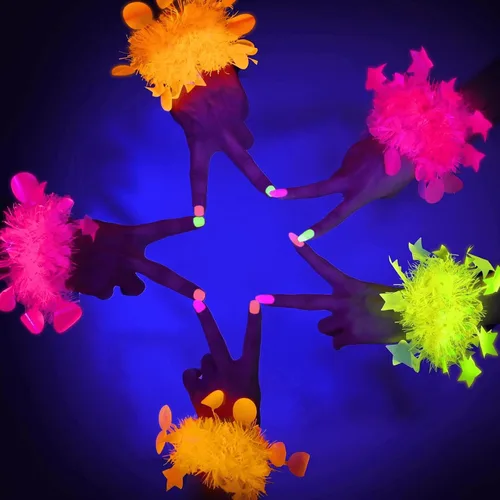Miniatura 8 de Mega-L - 12 pulseras de fiesta que brillan en la oscuridad, suministros de fiesta que brillan en la oscuridad, pulsera de luz negra fluorescente