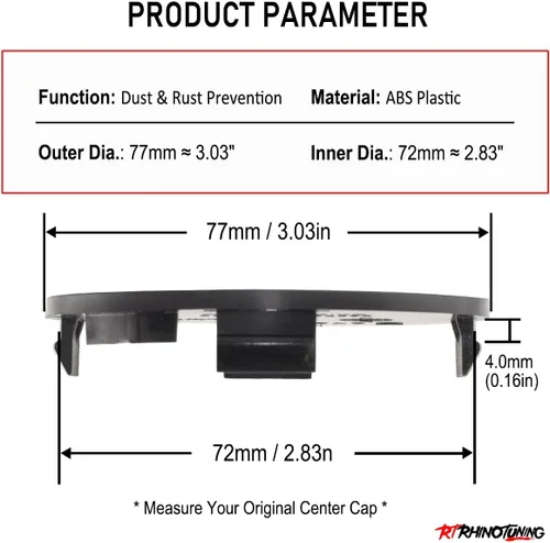 Miniatura 2 de RTrhinotuning 4 tapas centrales de rueda de 3.03 pulgadas / 3.031 in, base negra para accesorios de llanta de rueda Expedition 2015-2019 F150