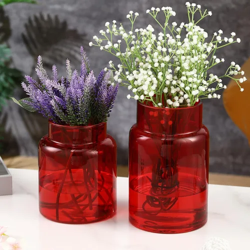 Miniatura 31 de Jarrón corto de vidrio, jarrón de vidrio negro, florero corto, florero redondo de vidrio, jarrón pequeño para flores, jarrones modernos de 6