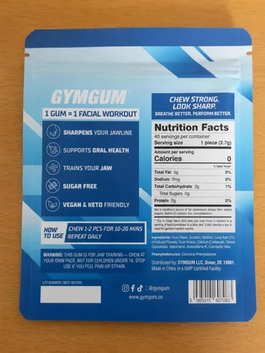 Miniatura 2 de Gymgum Goma para la Línea de la Mandíbula Goma de Masticar Dura para Fuerza de la Mandíbula Entrena tus Rasgos Faciales - Goma para Mandíbula