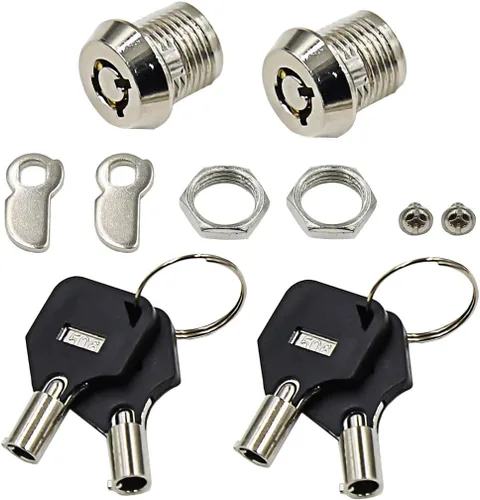 Cerradura de cilindro de leva tubular con acabado cromado con 2 llaves de seguridad para gabinete de seguridad, cerradura de leva con llave igual