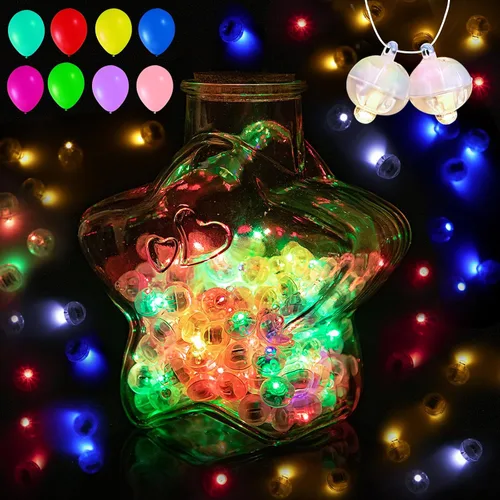 Miniatura 23 de 50 mini luces LED, globos de luz LED para decoraciones de fiesta, luces de fiesta de neón para linterna de papel, huevos de Pascua, fiesta de Rojo