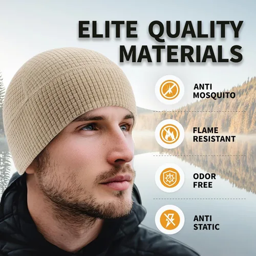 Miniatura 2 de 2 Pack Grid Fleece Beanie Watch Cap Waffle Beanie Tactical Army Military Skull Cap, All Weather Beanie