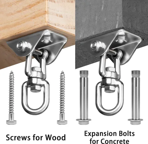 Miniatura 4 de Perchas de columpio resistentes para juegos de madera, capacidad de 2000 libras, colgador de hamaca giratorio de acero inoxidable 360, accesorios