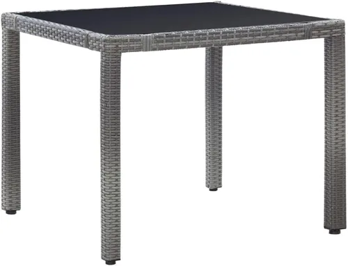 Miniatura 2 de Ensemble de Salle à Manger Extérieur 5 pièces gris, Mesa carrée en verre trempé et chaises en rotin synthétique PE résistant aux intempéries, Pour