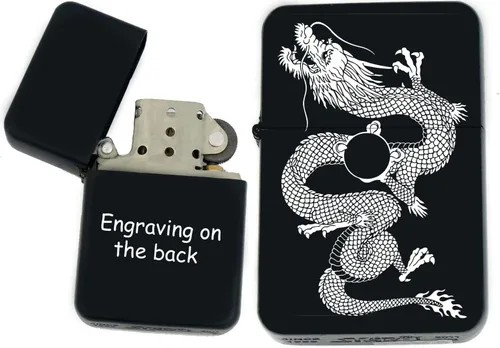 Miniatura 14 de Groomsman - Encendedor personalizado a prueba de viento negro mate, grabado láser gratuito para él, marido, padre, padrinos de boda Yin-yang-tigre