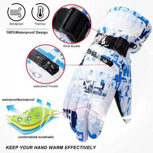 Miniatura 2 de Avicill Guantes de esquí para nieve, guantes de nieve para hombre, guantes de nieve impermeables para mujer, guantes de snowboard para exteriores