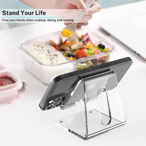 Miniatura 2 de Crpich Soporte acrílico para teléfono celular, soporte portátil para teléfono, soporte transparente para escritorio, compatible con Phone16 15 14 13