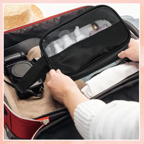 Miniatura 5 de Buryeah 12 bolsas de aseo a granel para mujeres y hombres, translúcidas, pequeñas, bolsa de maquillaje de viaje, portátil, impermeable, juego