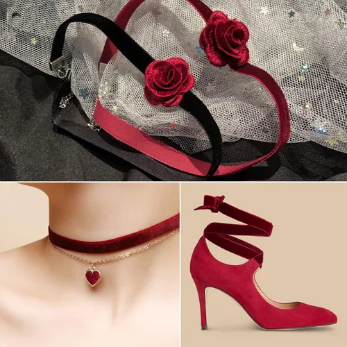 Miniatura 5 de BokingOne Cinta de terciopelo rojo vino, 3/8 pulgadas x 30 yardas, cinta de terciopelo de nailon burdeos para envoltura de regalos, bodas