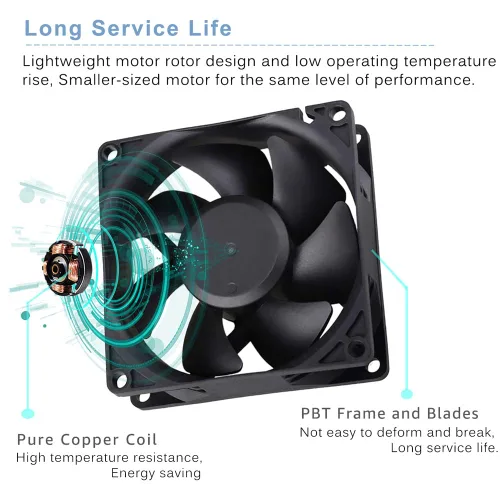 Miniatura 5 de GDSTIME EC AXIAL 8025, ventilador de magdalenas 110 V 115 V 120 V 220 V 240 V CA 3.150 in x 0.984 in pequeño ventilador de refrigeración sin