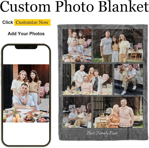 Miniatura 2 de Manta personalizada con imagen, mantas personalizadas para adultos y niños, manta de fotos personalizable, mantas personalizadas como regalo para 6