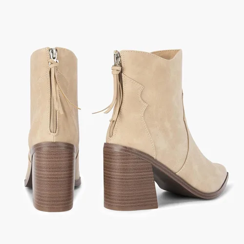 Miniatura 6 de Coutgo Botines occidentales para mujer, con puntera puntiaguda, tacón medio, apilado, con cremallera
