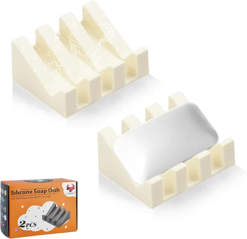 Miniatura 49 de Jabonera Autodrenante con Soporte, Jabonera de Silicona, para Baño, Cocina, Esponjas, Puede Extender la Vida del Jabón, Mantiene las Barras de Jabón