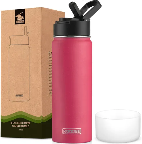 Miniatura 111 de koodee Insulated Water Bottle, 32 oz Stainless Steel Double Wall Vacuum Wide Mouth Sport Bottle with Leakproof Spout Lid (Navy)