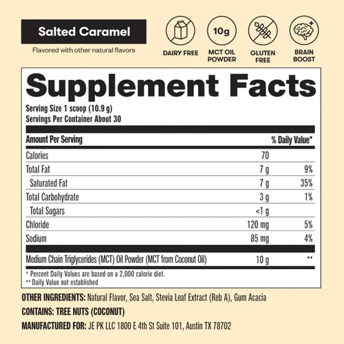 Miniatura 8 de Perfect Keto 7g de polvo de aceite MCT, suplemento de triglicéridos de cadena media, crema de café sin lácteos para dieta Keto, mezcla de aceite MCT
