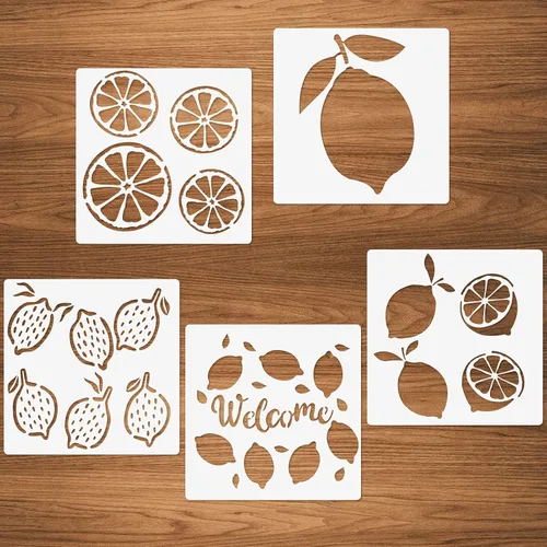 Plantillas de limón, 5 plantillas de pintura de verano para casa de campo, letreros de madera, plantilla de Mylar reutilizable de limón para