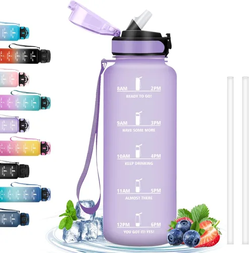 Miniatura 45 de Botella de agua – 16.9 fl oz – Botella de agua para niños, botella de sorbete a prueba de fugas, botella deportiva con marcador de tiempo, botella