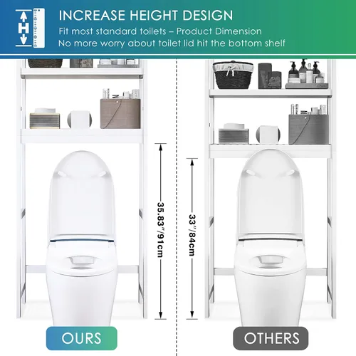Miniatura 5 de SMIBUY Estante de almacenamiento de baño, estante organizador de bambú sobre el inodoro, ahorro de espacio de inodoro independiente con estantes