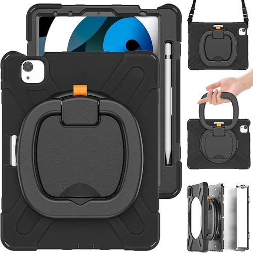 Miniatura 16 de Funda para iPad Air de 3ª generación – Funda resistente para niños con soporte giratorio, soporte para lápices y correa de transporte para iPad