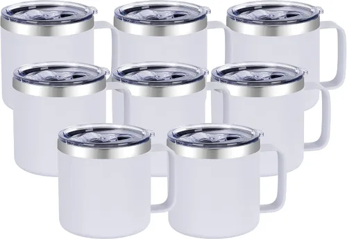 Miniatura 30 de VEGOND Taza de café aislada de 14 onzas con asa, taza de café de viaje de acero inoxidable con tapa, taza de café de metal al vacío de doble pared