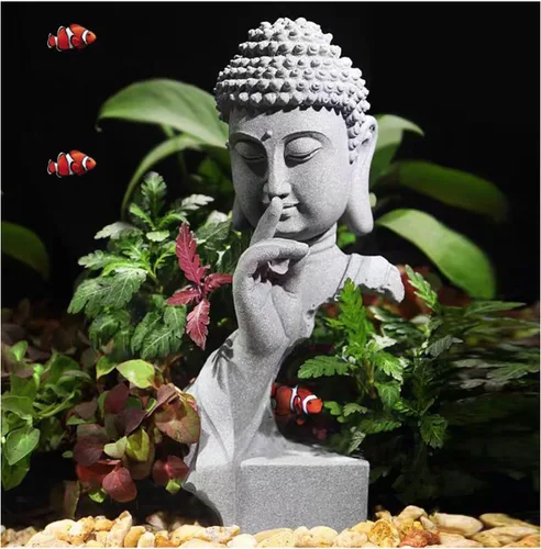 Miniatura 12 de livelyfish Estatua de Buda meditante, pecera, estatuas de Buda zen, figuras de pensador de piedra arenisca para acuario, jardín, decoración