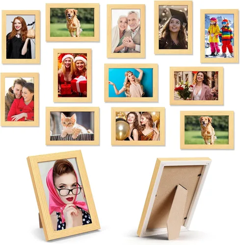 Miniatura 8 de Roowest Juego de 24 marcos de fotos a granel con lámina de acrílico de 4 x 6 pulgadas, marcos de fotos para collage con clavos invisibles y ganchos