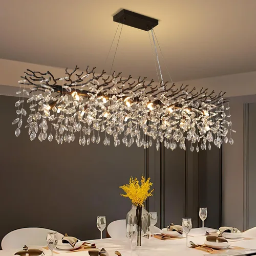 Miniatura 32 de YUYI Lámpara colgante de cristal de 8.3 pulgadas para isla de cocina, modernos candelabros de rama de árbol dorados, lámpara colgante redonda