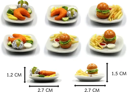 Miniatura 3 de Set de desayuno surtido de 10 variados – Alimentos en miniatura, comida pequeña para decoración de casa de muñecas, casa de muñecas, diorama
