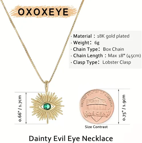 Miniatura 2 de Collar de mal de ojo chapado en oro de 18 quilates, delicado dije de moneda de girasol, cadena fina de oro con cuentas de cara sonriente, collares