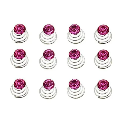 Miniatura 6 de canjoyn 24 horquillas para el cabello con gemas nupciales, espirales, espirales, espirales, para boda, espiral, tornados de cristal brillantes, Azul
