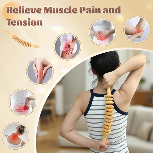 Miniatura 3 de Herramientas de rodillo de masaje de terapia de madera curvada, masajeador de drenaje linfático de madera, herramienta de masaje para celulitis