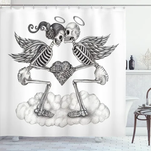 Miniatura 126 de set de cortina para baño decorativa de tela de poliéster con ganchos