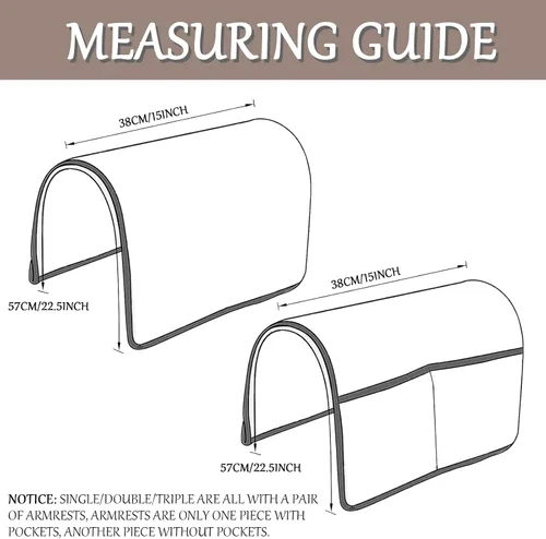 Miniatura 7 de Funda para Reposabrazos de Sofá, Funda para Reposacabezas de Silla Reclinable, Funda de Sillón con Bolsillos, Protector de Muebles Acolchado Beige