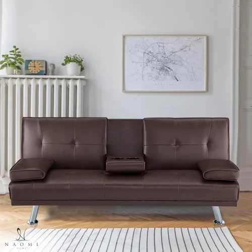 Miniatura 10 de Naomi Home Sofá cama tipo futón convertible compacto – Moderno sofá cama de piel sintética para espacios pequeños, apartamentos y dormitorios