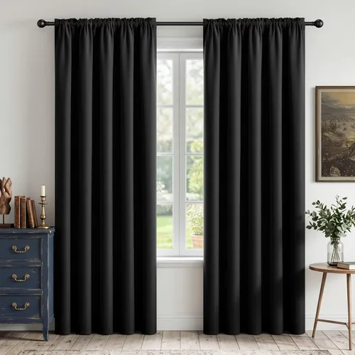 Miniatura 58 de CUCRAF - Cortinas opacas beige de 45 pulgadas, juego de 2 paneles con bolsillo para barra, cortinas para oscurecer dormitorios y sala de estar