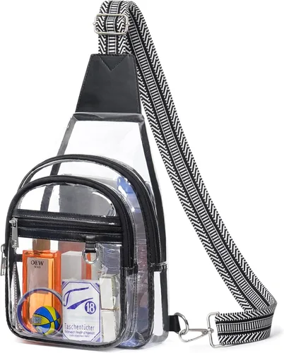 Bolsa transparente para eventos de estadio, bolsa cruzada transparente para mujeres y hombres, bolsos transparentes, mochila grande transparente 2#