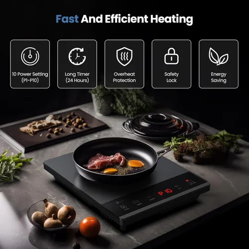 Miniatura 4 de Placa de cocción eléctrica de quemador único portátil de cerámica para cocinar, olla de cocción infrarroja de estufa eléctrica ultradelgada