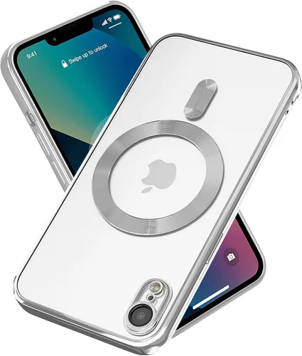 Miniatura 11 de Funda magnética para iPhone 8, borde galvanizado, parte trasera transparente, funda protectora delgada con protección de cámara, compatible