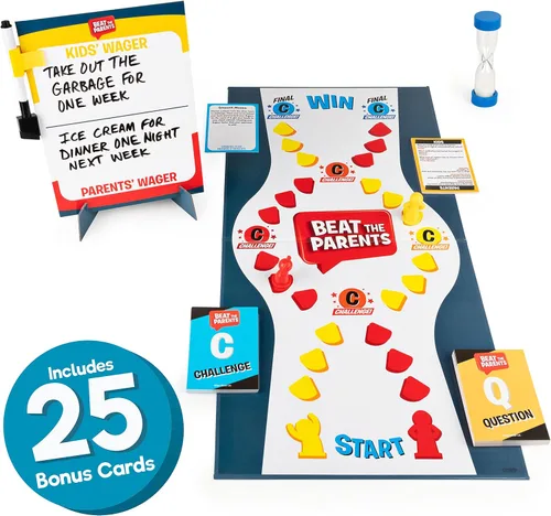 Miniatura 2 de Juego de Trivia Familiar Clásico Beat The Parents, Niños Contra Padres, con 25 Cartas de Bonificación para Edades de 6 años en adelante