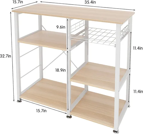 Miniatura 2 de SogesPower Estante de almacenamiento de 3 niveles para cocina, soporte para microondas, organizador de almacenamiento de utilidad, estante