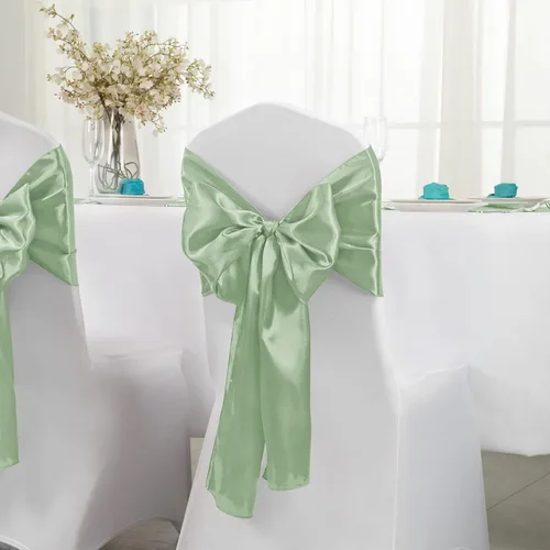 Miniatura 3 de Horbaunal Juego de 24 Caminos de Mesa de Satén Verde Salvia de 12 x 108 Pulgadas, Caminos de Mesa Suaves para Bodas, Banquetes y Fiestas
