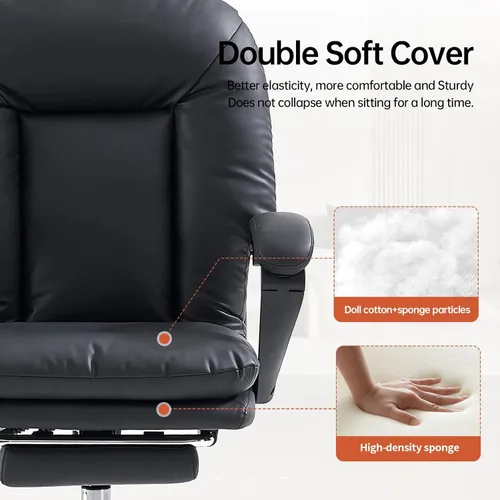 Miniatura 7 de EMIAH Silla de Oficina Ergonómica con Reposapiés Silla Criss Cross con Ruedas Silla de Oficina Ejecutiva Reclinable Respaldo Medio Cuero PU Sillas