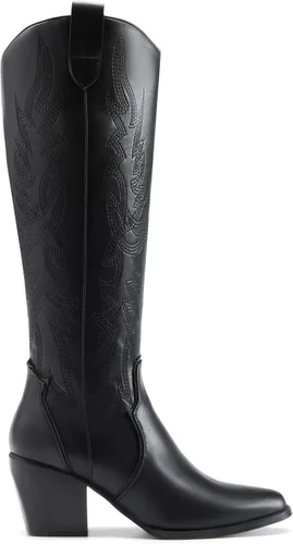 Miniatura 2 de Dream Pairs - Botas vaqueras para mujer, cómodas, con cremallera, tacón grueso, puntera puntiaguda, bordadas, botas altas hasta la rodilla
