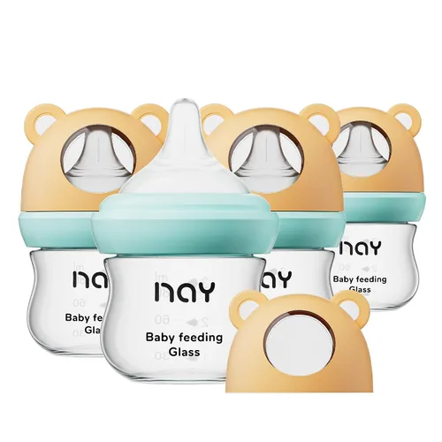 Miniatura 16 de yanyoyo Biberón de vidrio natural para bebés que amamantan, biberón anticólicos de 8 onzas con pezón de respuesta natural (M), transparente, cuello