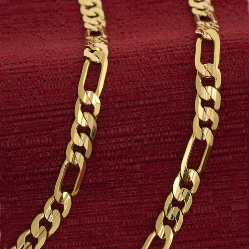 Miniatura 8 de LIFETIME JEWELRY Collar de cadena Figaro de 0.276 in con corte de diamante chapado en oro real de 24 quilates