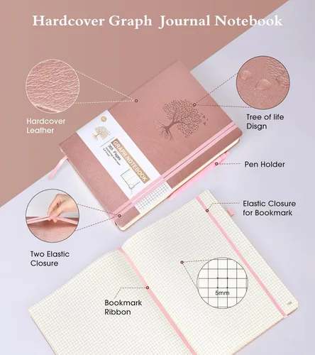 Miniatura 3 de Ansopu Cuaderno de papel cuadriculado, 360 páginas numeradas, cuadernos de cuadrícula de 8.5 x 11 pulgadas, diarios gráficos de papel grueso